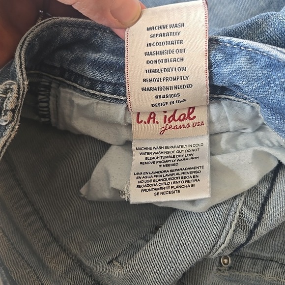 L.A. IDOL USA Rhinestone Studded Bootcut Denim Jeans Size 13 w/ Flap Pockets - Picture 15 of 16